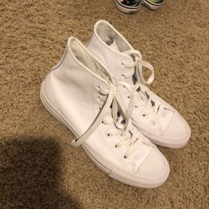 High tops white leather converse